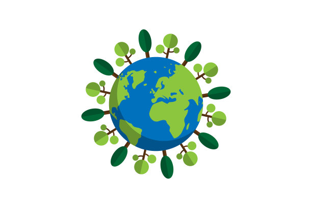 卡通地球与树木图片下载