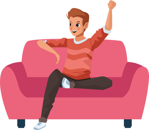 年轻男子在沙发上放松图片下载