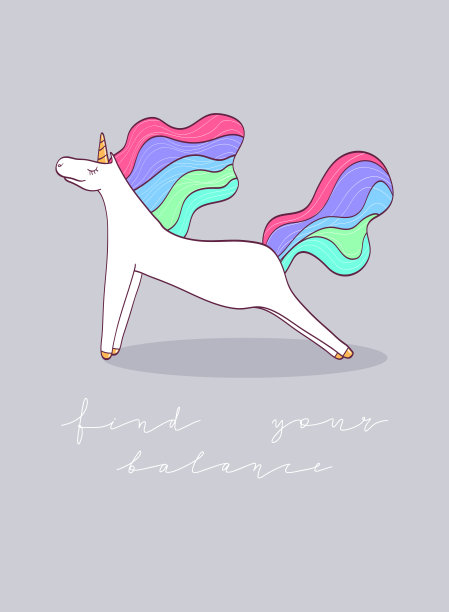 可笑的独角兽在平板瑜伽的姿势向量图片下载