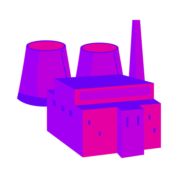 核电站色彩斑斓，风格扁平图片下载