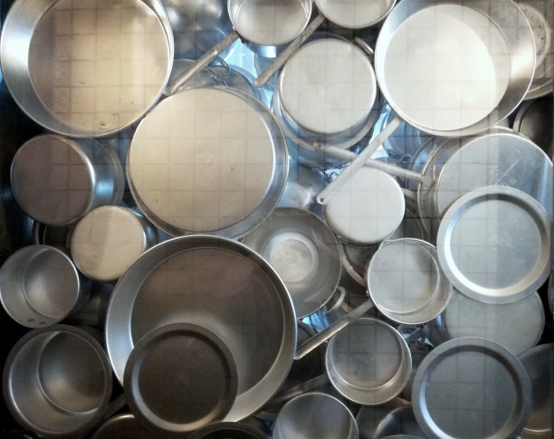 具有不同尺寸的圆形金属盘的方案图片下载