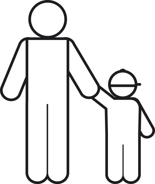 象形文字男子与一个男孩线风格图片下载