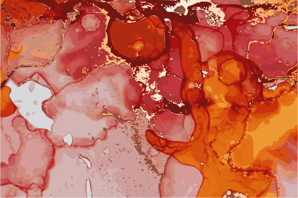 红色、橙色和金色的大理石石材纹理。酒精墨水图片下载