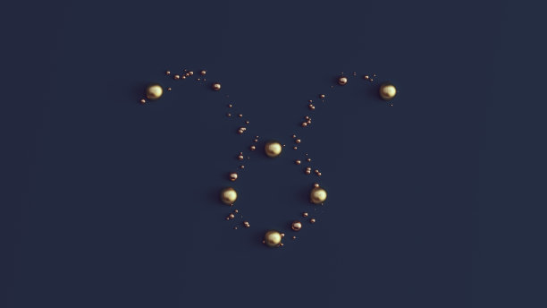 金牛:由金色和青铜球体组成的黄道十二宫象征图片下载