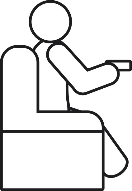 一个手持遥控器坐在椅子上的象形人像图片下载