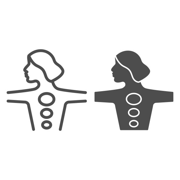 女孩身体与热石头线和固体图标水疗图片下载