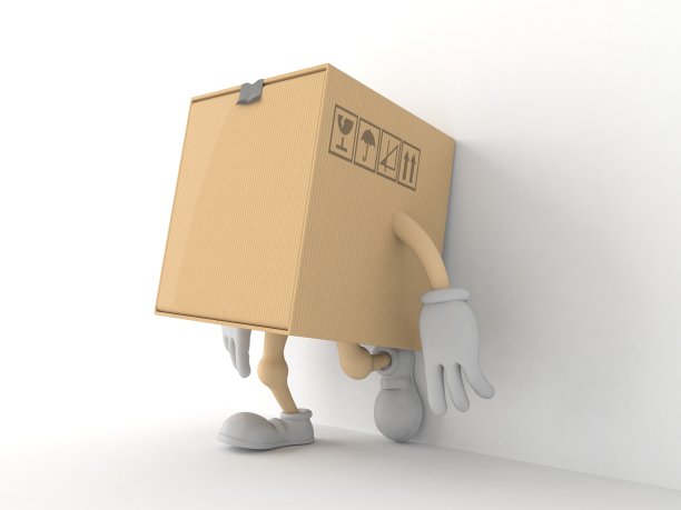 包装人物靠在墙上白色的背景上图片下载