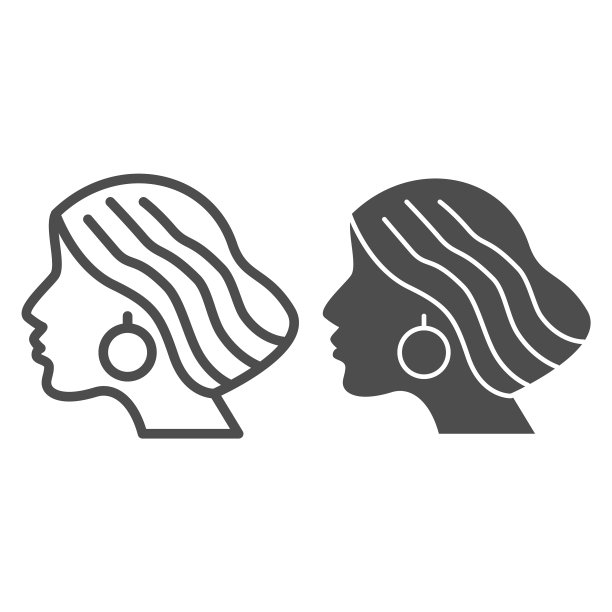 女人发型线和固体图标美容院图片下载