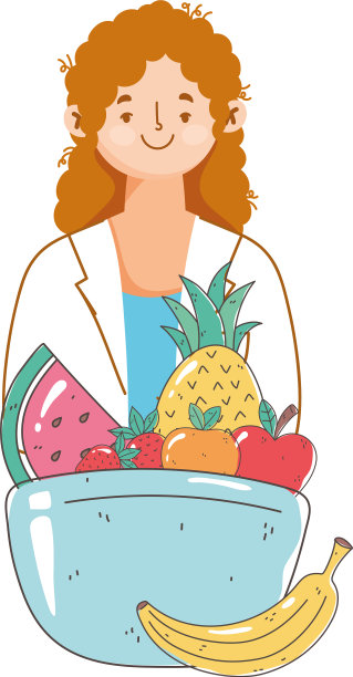 女营养师医生配菜新鲜水果图片下载