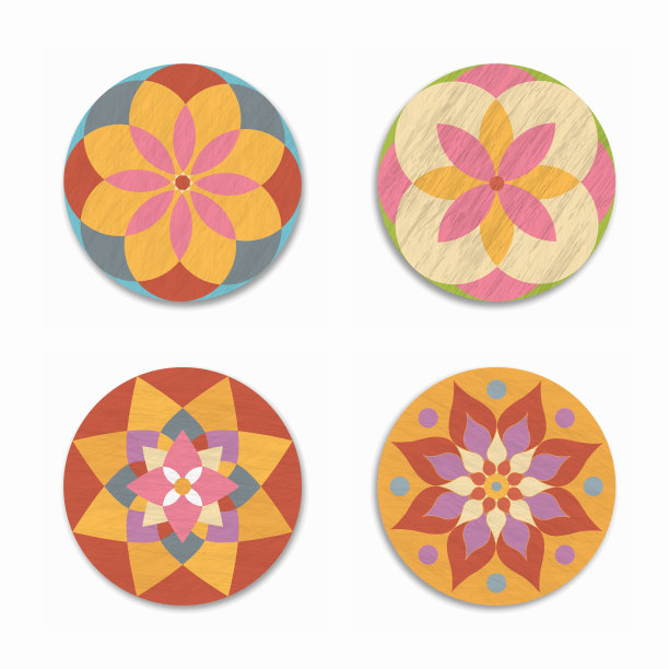 印度曼荼罗莲花图标集孤立图片下载