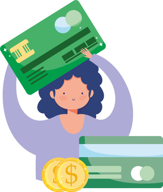 有银行卡信用卡的网上付款女孩图片下载