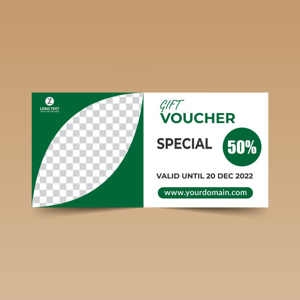 绿色礼券设计模板图片下载