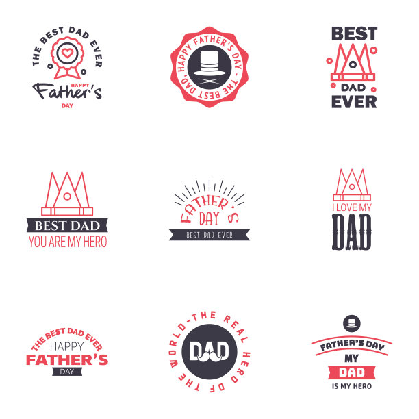 父亲节贺卡9黑色和粉红色图片下载