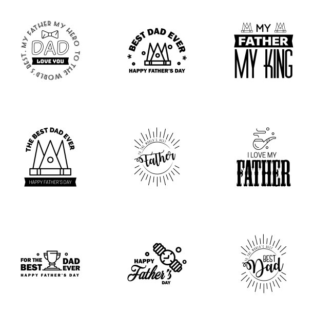 设置父亲节9黑色设计元素图片下载