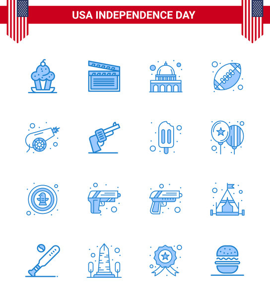 快乐的独立日16蓝调图标包为网络图片下载