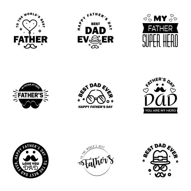 祝父亲节9黑色节日亲笔字快乐图片下载