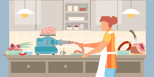 自制香肠平铺组成图片下载