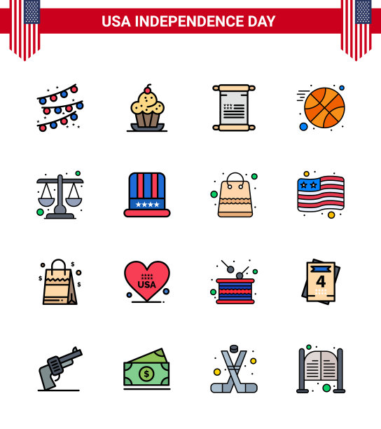 美国独立日平填线设16图片下载