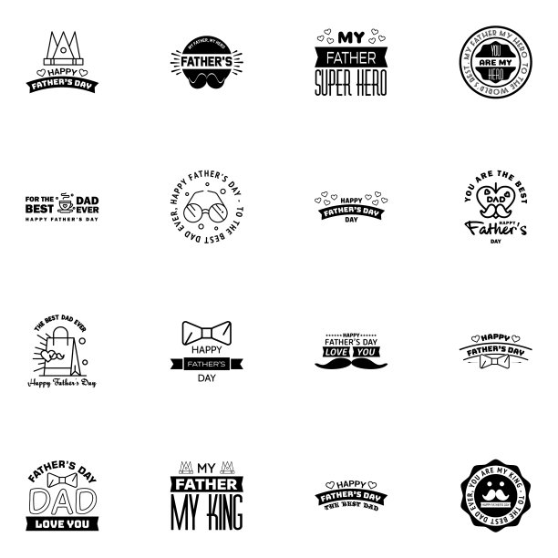 16黑色快乐父亲节设计珍藏一套图片下载