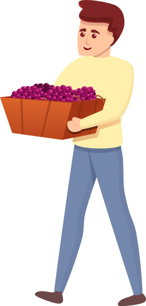 男孩用葡萄盒子图标卡通风格图片下载
