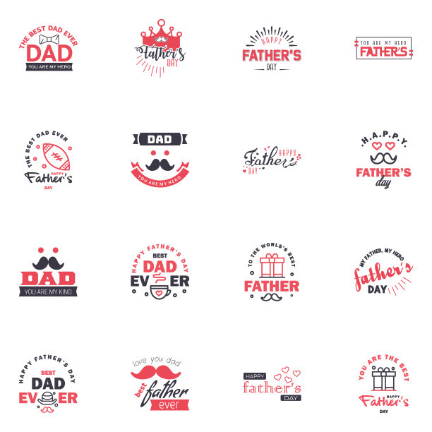 父亲节快乐16黑色和粉色字体图片下载