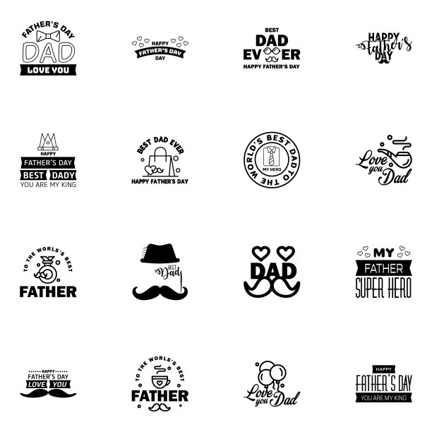 16黑色快乐父亲节设计珍藏一套图片下载