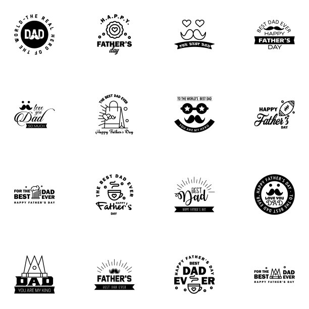 设置父亲节16黑色设计元素图片下载