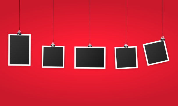 挂在夹子上的空相框。文字或照片的黑色空白。逼真的照片图标设计模板。矢量在孤立的背景。每股收益10图片下载