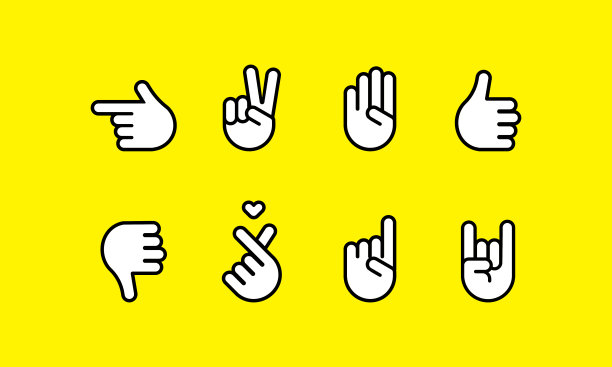手势和手语行图标集。孤立背景上的矢量。每股收益10图片下载