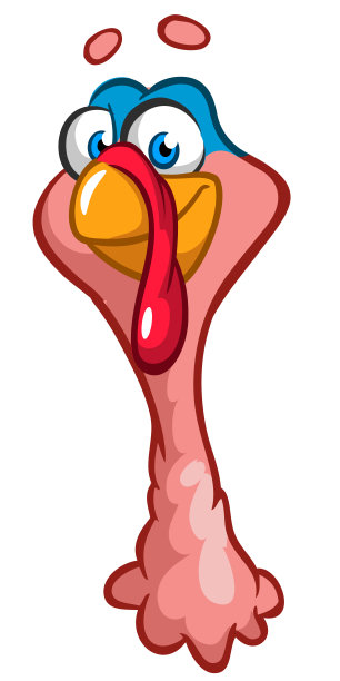 卡通快乐可爱的感恩节火鸡鸟。矢量插图。感恩节设计图片下载