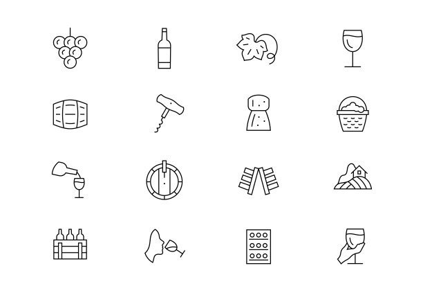 葡萄酒制作细线矢量图标。可编辑的中风图片下载