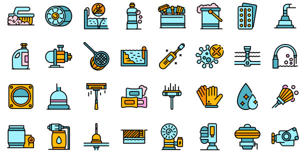 池清理图标将矢量设置为平面图片下载