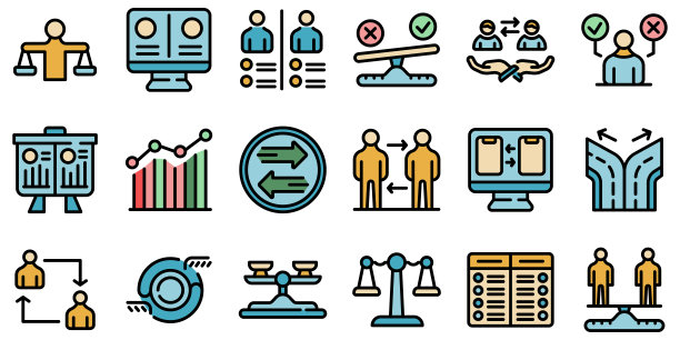 比较图标设置矢量平面图片下载