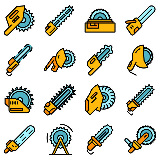 电锯图标将矢量设置为平面图片下载