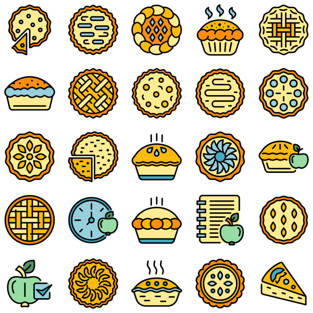 苹果派图标将矢量设置为平面图片下载