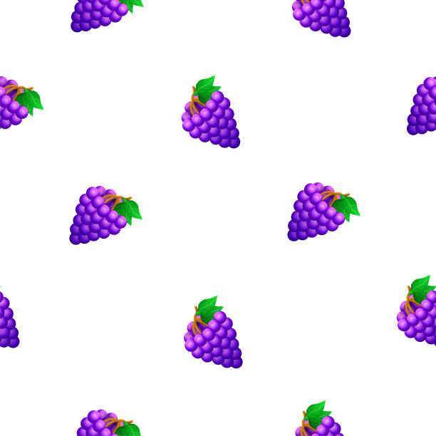 无缝图案抽象元素食品葡萄浆果矢量设计风格背景插图图片下载