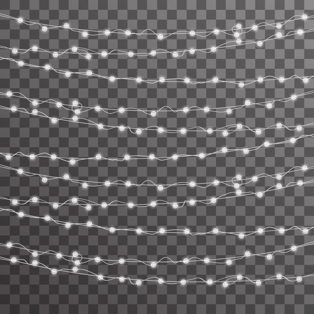 Led霓虹灯，发光灯，花环装饰，新年圣诞设计元素矢量插图图片下载