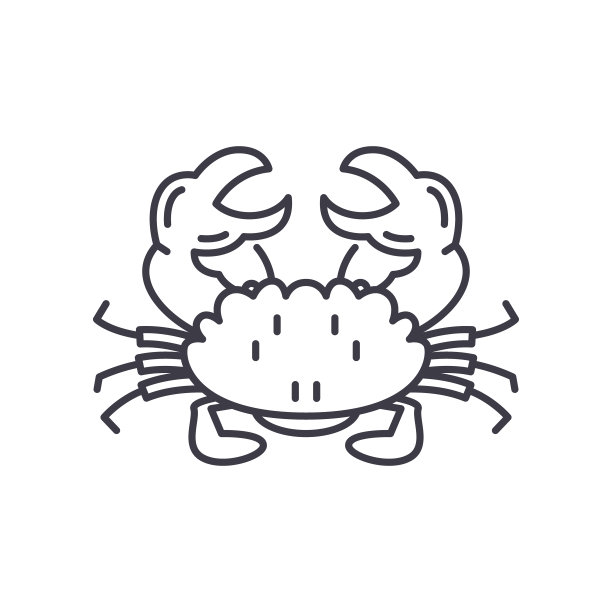 蟹肉图标，线性孤立的插图，细线矢量，网页设计标志，轮廓概念符号与可编辑的笔画在白色的背景。图片下载