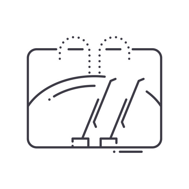 雨刮器图标，线性孤立的插图，细线矢量，网页设计标志，轮廓概念符号与可编辑的笔触在白色的背景。图片下载