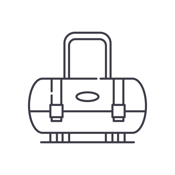 运动包图标，线性孤立的插图，细线矢量，网页设计标志，轮廓概念符号与可编辑的笔画在白色的背景。图片下载