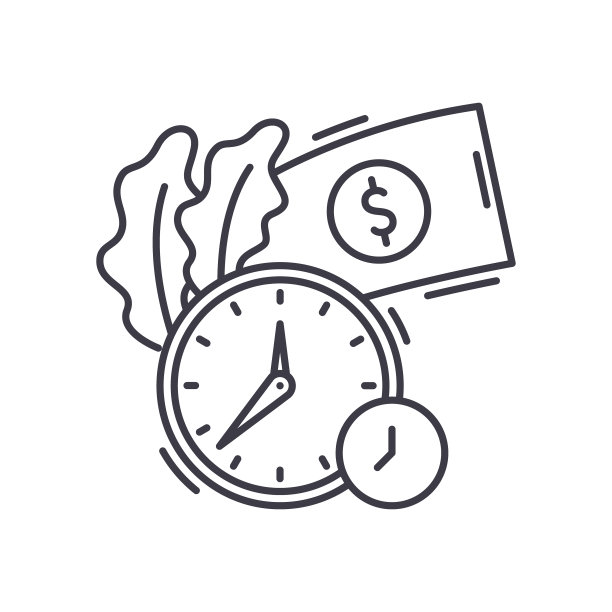 时间概念图标，线性孤立的插图，细线矢量，网页设计标志，轮廓概念符号与可编辑的笔画在白色的背景。图片下载