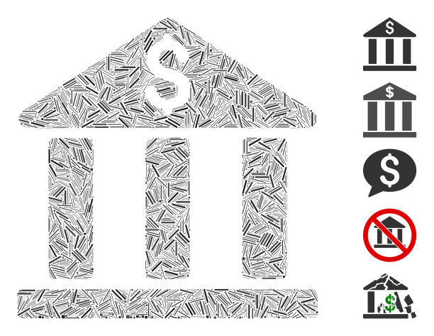 Hatch拼贴银行建筑图标图片下载