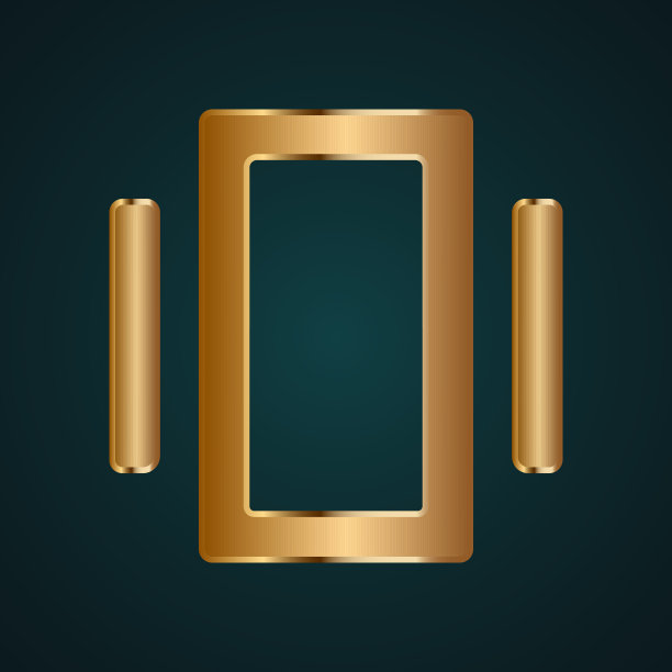 矩形居中工具图标矢量。梯度黄金图片下载