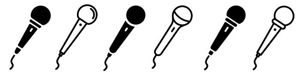麦克风矢量图标设置。设置麦克风图标标志。麦克风形状黑色剪影图标向量集。现代，简单的平面矢量插图网站或移动应用程序。矢量插图。图片下载