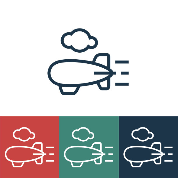 带飞艇的线性矢量图标图片下载