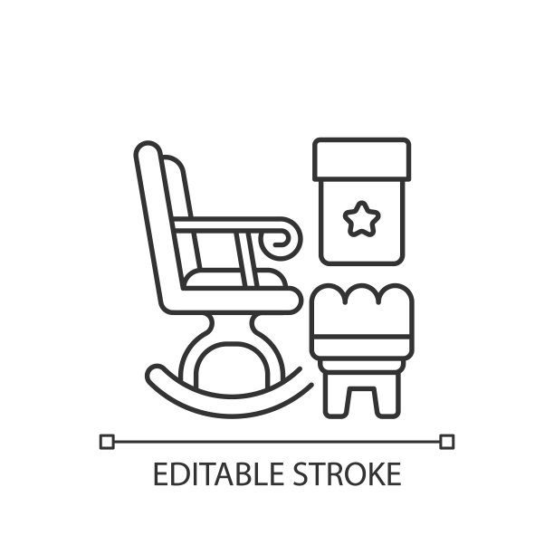 摇椅和脚垫线性图标图片下载