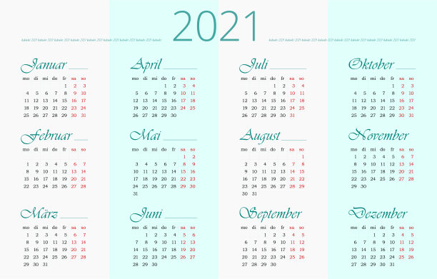 德国2021年日历图片下载
