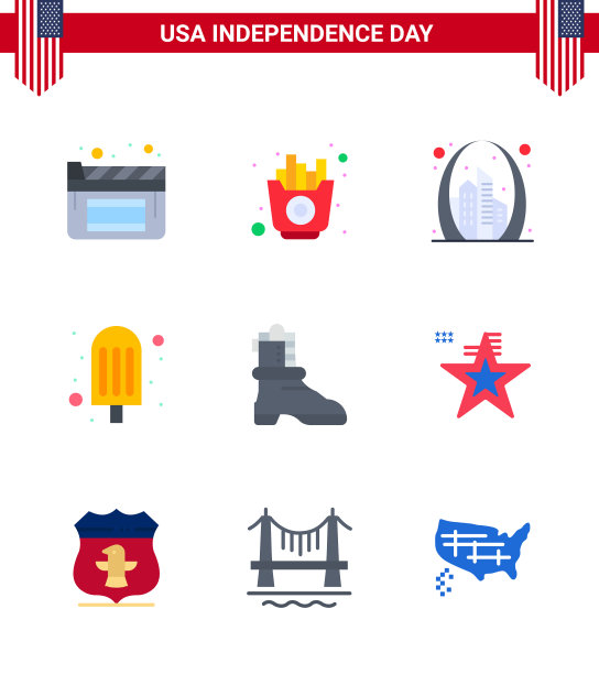 现代set 9 flats and symbols on USA图片下载