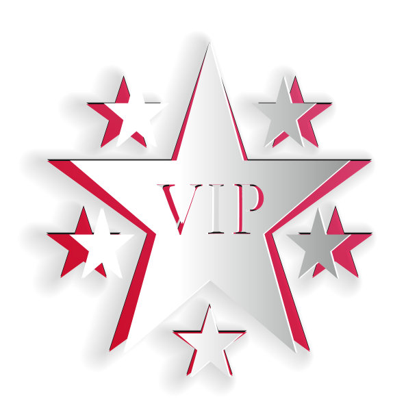 剪纸明星VIP与星圈图标孤立在白色背景。纸艺术风格。向量图片下载