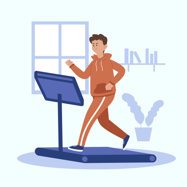 跑步机热身练习室内矢量插图图片下载